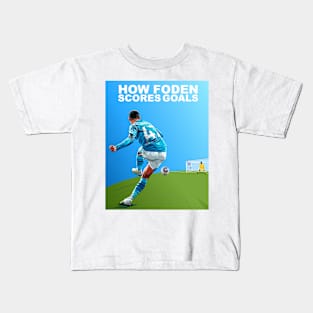 The Art of Foden: Illustrating Phil Foden's Goal-Scoring Mastery Kids T-Shirt